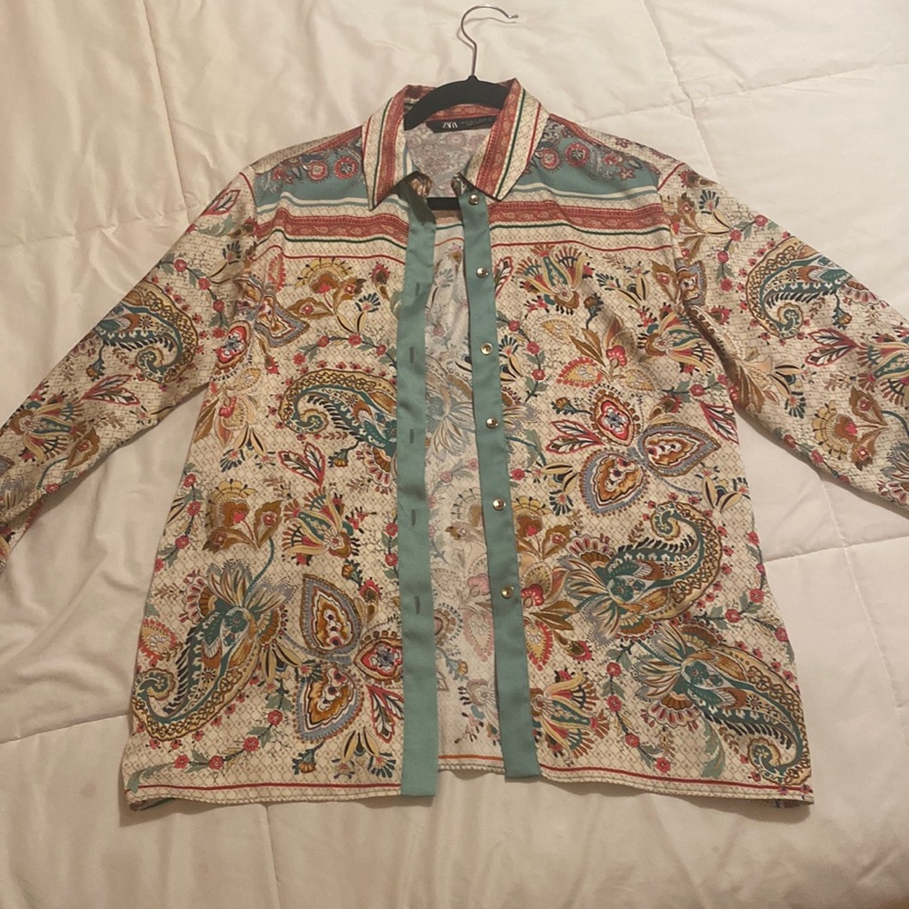 Zara satin button down top